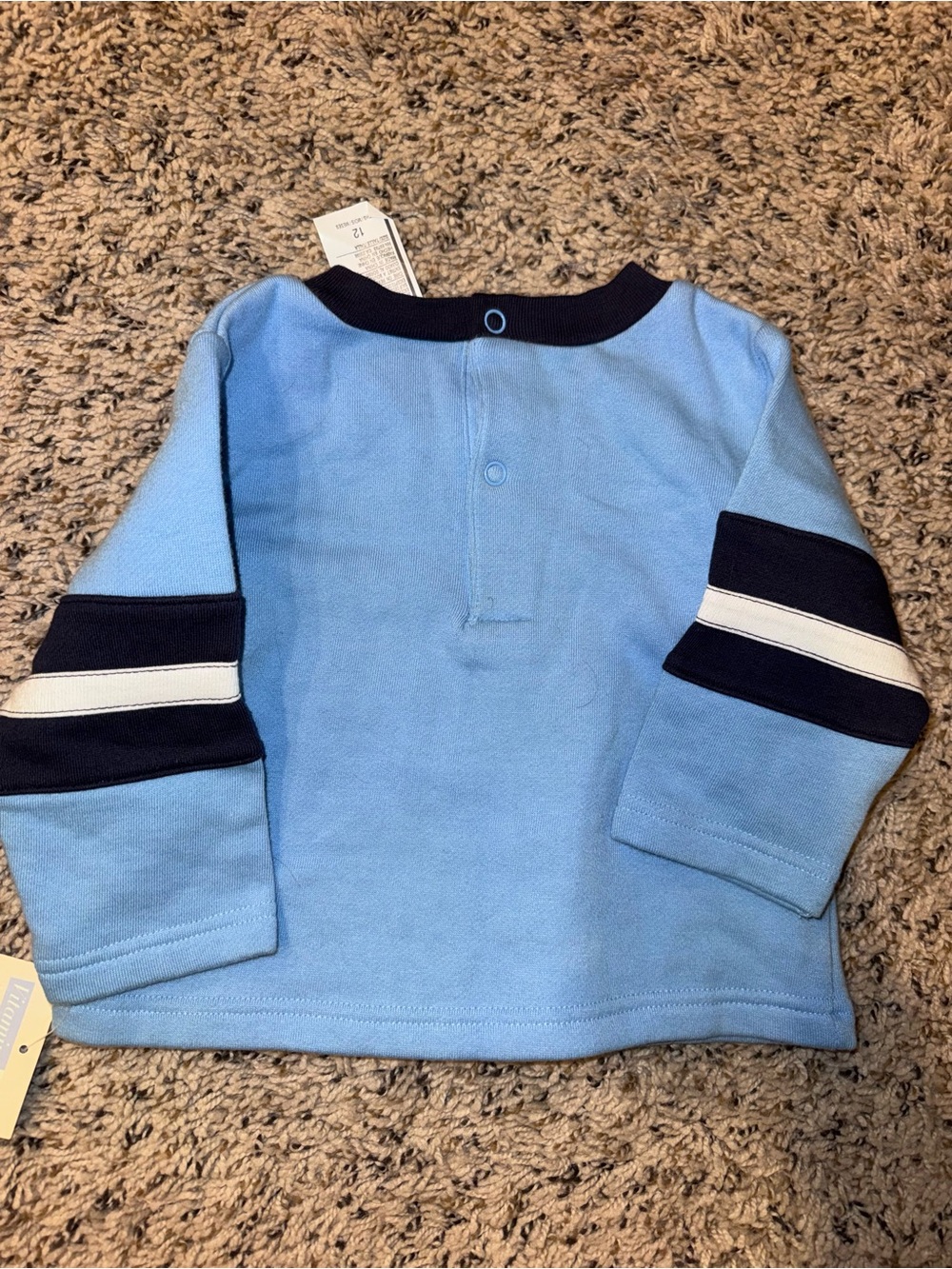 Vitamins Kids Blue Cotton Blend Hockey Graphic Long Sleeve V-Neck Pullover 9-12M - Picture 2 of 6